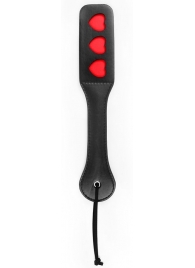 Черная шлепалка NOTABU с красными сердечками - 32 см. - Notabu - купить с доставкой в Абакане