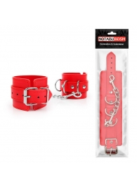 Красные наручники на регулируемых ремешках с цепочкой - Notabu - купить с доставкой в Абакане