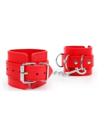 Красные наручники на регулируемых ремешках с цепочкой - Notabu - купить с доставкой в Абакане