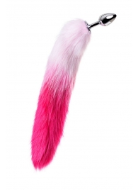 Серебристая анальная втулка с бело-розовым хвостом - размер S - ToyFa - купить с доставкой в Абакане