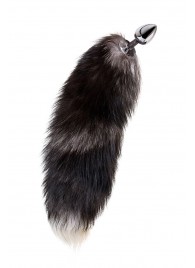 Серебристая металлическая анальная втулка с хвостом чернобурой лисы - размер S - ToyFa - купить с доставкой в Абакане