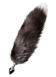 Серебристая металлическая анальная втулка с хвостом чернобурой лисы - размер S - ToyFa - купить с доставкой в Абакане