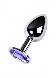 Серебристая конусовидная анальная пробка с фиолетовым кристаллом - 7 см. - ToyFa - купить с доставкой в Абакане