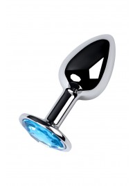 Серебристая конусовидная анальная пробка с голубым кристаллом - 7 см. - ToyFa - купить с доставкой в Абакане
