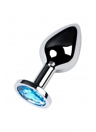 Серебристая конусовидная анальная пробка с голубым кристаллом - 8 см. - ToyFa - купить с доставкой в Абакане