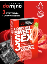 Презервативы для орального секса DOMINO Sweet Sex с ароматом клубничного коктейля  - 3 шт. - Domino - купить с доставкой в Абакане