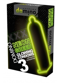 Презервативы DOMINO Neon Green со светящимся в темноте кончиком - 3 шт. - Domino - купить с доставкой в Абакане