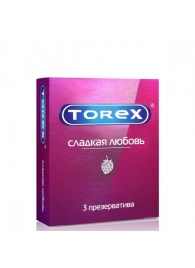 Презервативы Torex  Сладкая любовь  с ароматом клубники - 3 шт. - Torex - купить с доставкой в Абакане