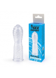 Закрытая прозрачная насадка на пенис с ребрышками - 13 см. - Sex Expert - в Абакане купить с доставкой
