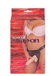 Фаллопротез женский с мошонкой SO-REAL STRAP-ON - 17,8 см. - Seven Creations - купить с доставкой в Абакане