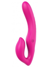 Ярко-розовый безремневой страпон REMOTE DOUBLE DIPPER - 22 см. - Dream Toys - купить с доставкой в Абакане
