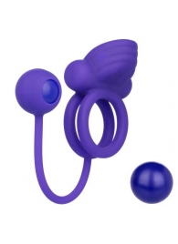 Фиолетовое эрекционное кольцо с утяжелителем Silicone Rechargeable Dual Rockin Rim Enhancer - California Exotic Novelties - в Абакане купить с доставкой