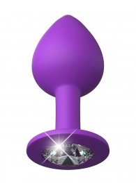 Фиолетовая анальная пробка со стразом Her Little Gem Medium Plug - 8,3 см. - Pipedream - купить с доставкой в Абакане