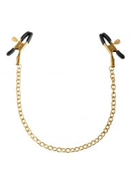 Чёрные с золотом зажимы на соски Gold Chain Nipple Clamps - Pipedream - купить с доставкой в Абакане