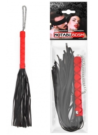 Черная многохвостая плеть-флоггер с красной ручкой - 40 см. - Notabu - купить с доставкой в Абакане