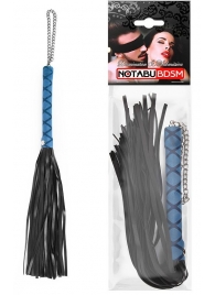 Черная многохвостая плеть-флоггер с синей ручкой - 40 см. - Notabu - купить с доставкой в Абакане