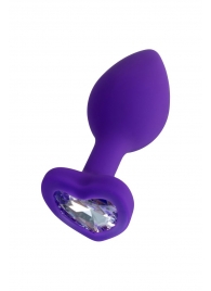 Фиолетовая анальная втулка Diamond Heart с прозрачным кристаллом - 7 см. - ToyFa - купить с доставкой в Абакане
