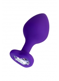 Фиолетовая анальная втулка Diamond Heart с прозрачным кристаллом - 8 см. - ToyFa - купить с доставкой в Абакане