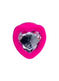 Розовая анальная втулка Diamond Heart с прозрачным кристаллом - 9,5 см. - ToyFa - купить с доставкой в Абакане