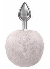 Серебристая анальная пробка с белым пушистым хвостиком Twinkle - Lola Games - купить с доставкой в Абакане