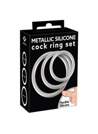 Набор из 3 эрекционных колец под металл Metallic Silicone Cock Ring Set - Orion - в Абакане купить с доставкой