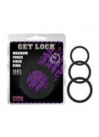 Набор из 3 черных эрекционных колец Magnum Force Cock Ring - Chisa - в Абакане купить с доставкой