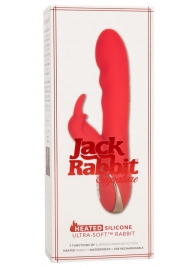 Красный вибромассажер-кролик с функцией нагрева Heated Silicone Ultra-Soft Rabbit - 21,5 см. - California Exotic Novelties
