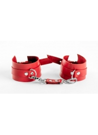 Красные наручники из натуральной кожи - БДСМ Арсенал - купить с доставкой в Абакане