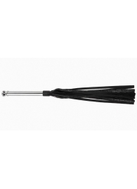 Черная многохвостая плеть с металлической ручкой - 44 см. - Джага-Джага - купить с доставкой в Абакане