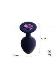 Черничная анальная пробка с фиолетовым кристаллом Gamma M - 8,1 см. - Le Frivole - купить с доставкой в Абакане