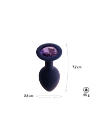 Черничная анальная пробка с фиолетовым кристаллом Gamma S - 7,2 см. - Le Frivole - купить с доставкой в Абакане