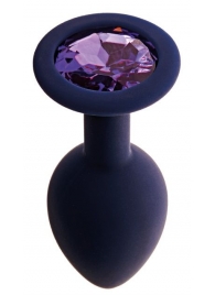 Черничная анальная пробка с фиолетовым кристаллом Gamma S - 7,2 см. - Le Frivole - купить с доставкой в Абакане