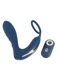 Синий вибростимулятор простаты с кольцом - 14,5 см. - Orion - в Абакане купить с доставкой