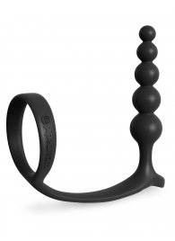 Черная анальная цепочка с эрекционным кольцом Ass-gasm Cockring Anal Beads - Pipedream - в Абакане купить с доставкой