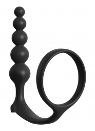 Черная анальная цепочка с эрекционным кольцом Ass-gasm Cockring Anal Beads - Pipedream - в Абакане купить с доставкой