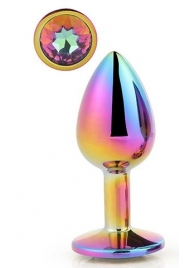 Голографическая анальная втулка с радужным кристаллом - 7,1 см. - Dream Toys - купить с доставкой в Абакане