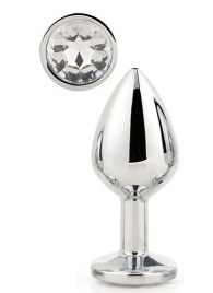 Серебристая анальная втулка с прозрачным кристаллом - 7,1 см. - Dream Toys - купить с доставкой в Абакане