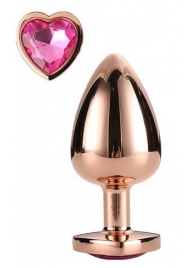 Золотистая анальная втулка с кристаллом-сердечком розового цвета - 7,1 см. - Dream Toys - купить с доставкой в Абакане