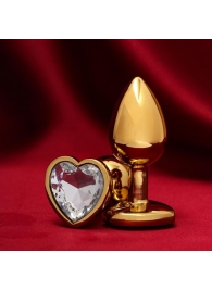 Золотистая анальная пробка с прозрачным кристаллом в форме сердца - Сима-Ленд - купить с доставкой в Абакане