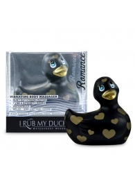 Черный вибратор-уточка I Rub My Duckie 2.0 Romance с золотистым принтом - Big Teaze Toys - купить с доставкой в Абакане