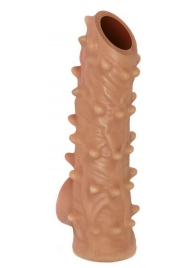 Телесная насадка с шипами и открытой головкой Nude Sleeve L - 14 см. - KOKOS - в Абакане купить с доставкой