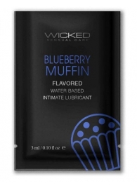 Лубрикант на водной основе с ароматом черничного маффина Wicked Aqua Blueberry Muffin - 3 мл. - Wicked - купить с доставкой в Абакане