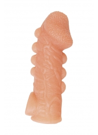 Телесная закрытая насадка с шишечками Cock Sleeve Size M - 15,6 см. - KOKOS - в Абакане купить с доставкой