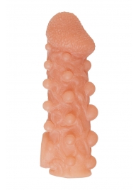 Телесная закрытая насадка с шариками Cock Sleeve Size M - 15,6 см. - KOKOS - в Абакане купить с доставкой