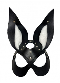 Черная маска зайки с белым мехом на ушках Miss Bunny - БДСМ Арсенал - купить с доставкой в Абакане