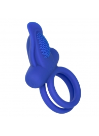 Синее перезаряжаемое эрекционное кольцо Silicone Rechargeable Dual Pleaser Enhancer - California Exotic Novelties - в Абакане купить с доставкой