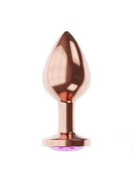 Пробка цвета розового золота с фиолетовым кристаллом Diamond Amethyst Shine S - 7,2 см. - Lola Games - купить с доставкой в Абакане