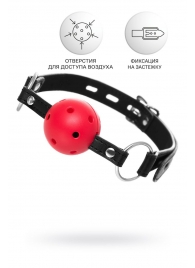 Красный кляп-шар на черных ремешках - ToyFa - купить с доставкой в Абакане