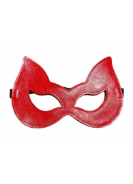 Двусторонняя красно-черная маска с ушками из эко-кожи - БДСМ Арсенал - купить с доставкой в Абакане