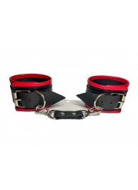Черно-красные наручники из эко-кожи - БДСМ Арсенал - купить с доставкой в Абакане